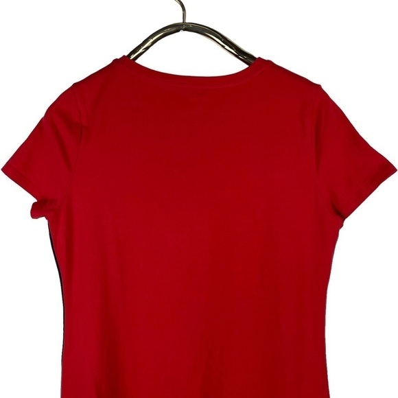 TOMMY HILFIGER LOGO SIDE STRIPE RED COTTON BLEND SHORT SLEEVE TEE SHEATH DRESS - Picture 6 of 15